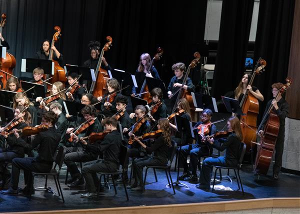 Students performing at the 2023-2024 All County Orchestra Concert